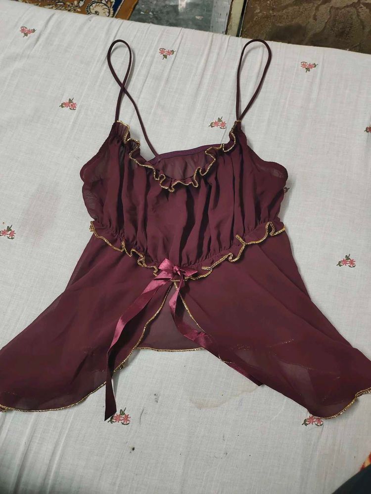 Sheer  chatpata topwith Gold Trim