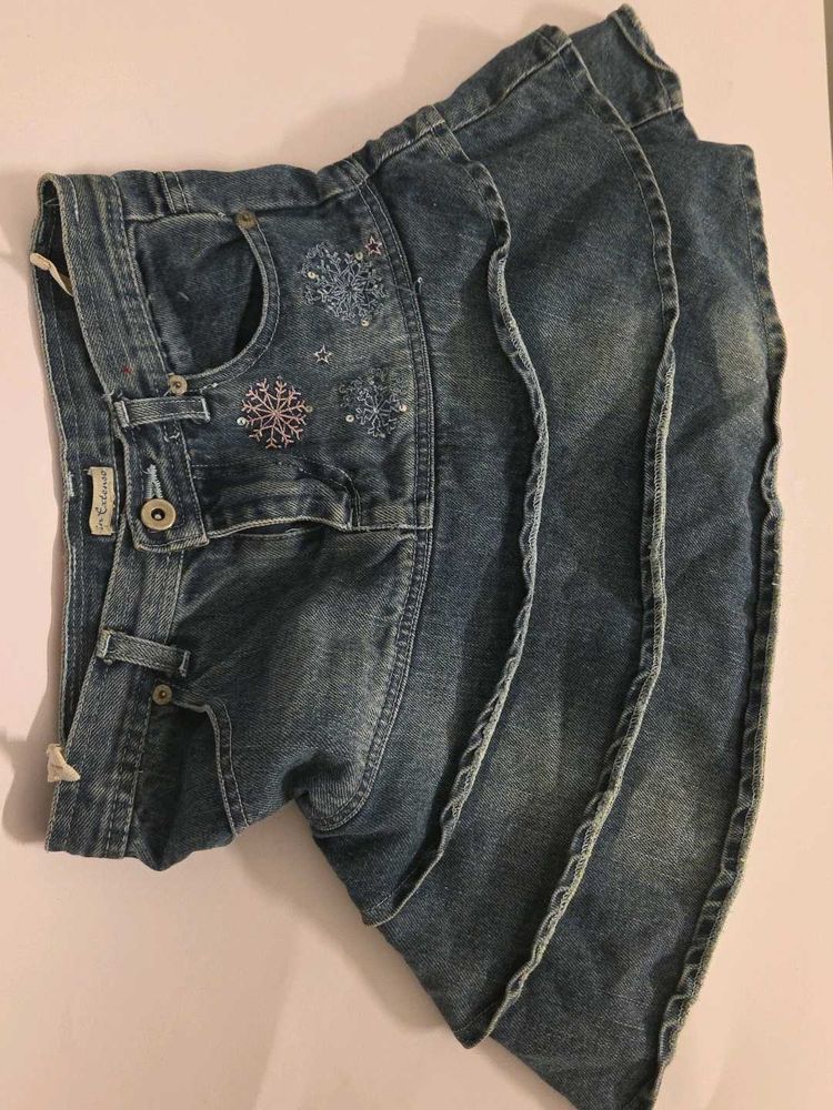 Sparkling Snowflake Denim mini skirt