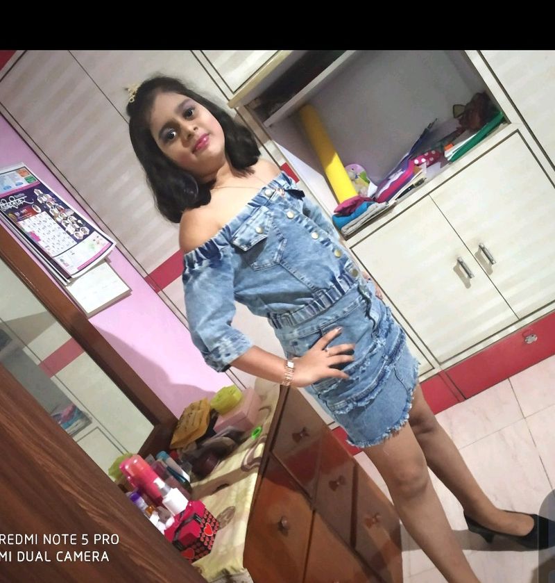 Stylish Dress For Girls. Offshoulder Top And Skirt