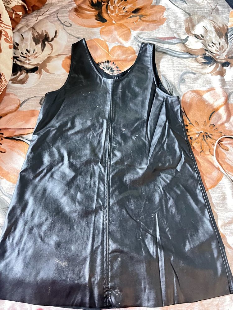 Black Faux Leather Mini Dress