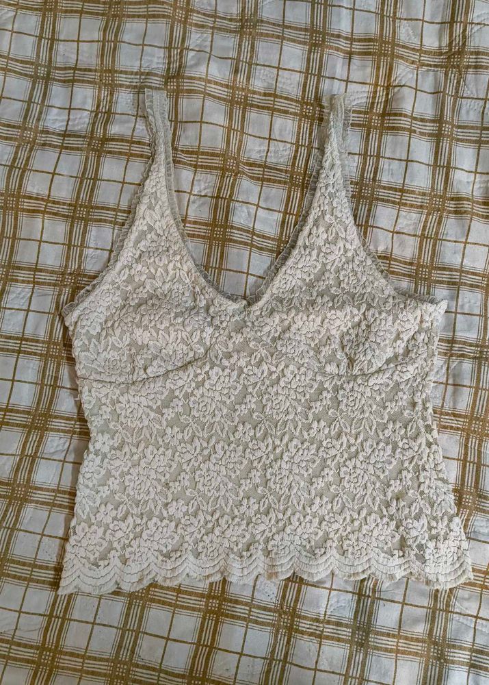 Cream Lace Camisole Tank Top