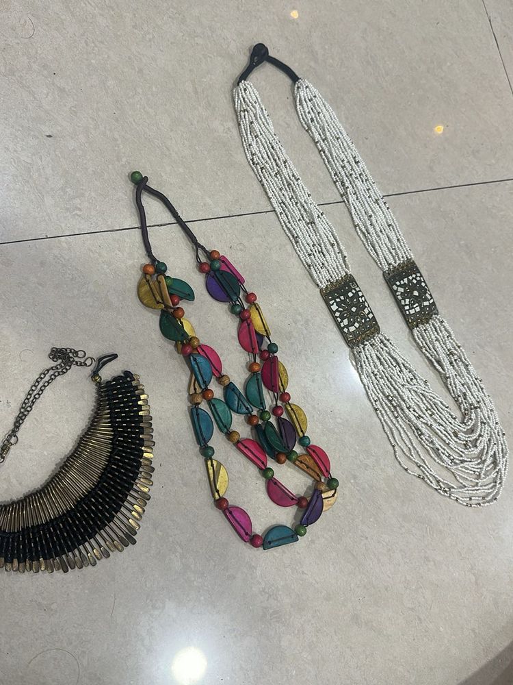 Boho Beaded Statement Necklaces Set