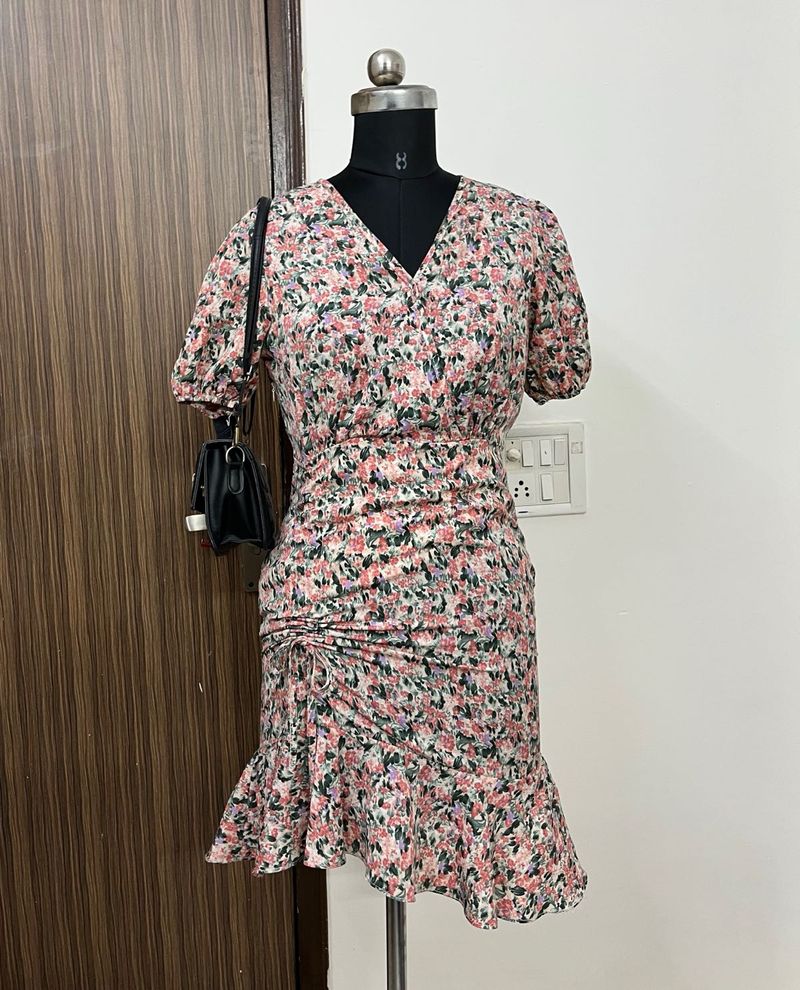 Floral Ruched Mini Dress