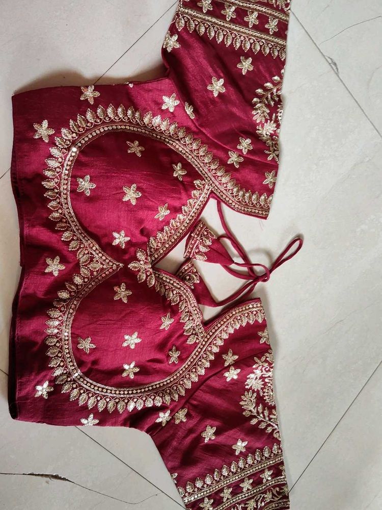 Maroon Embroidered Saree Blouse