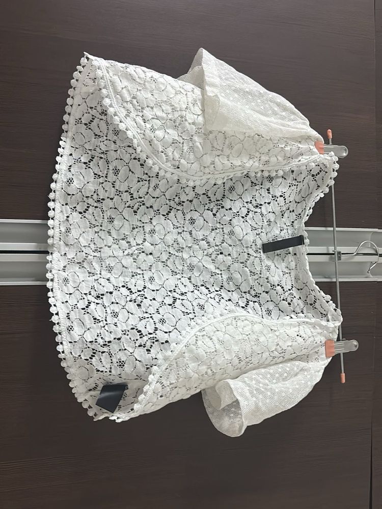 White Lace crop shrug