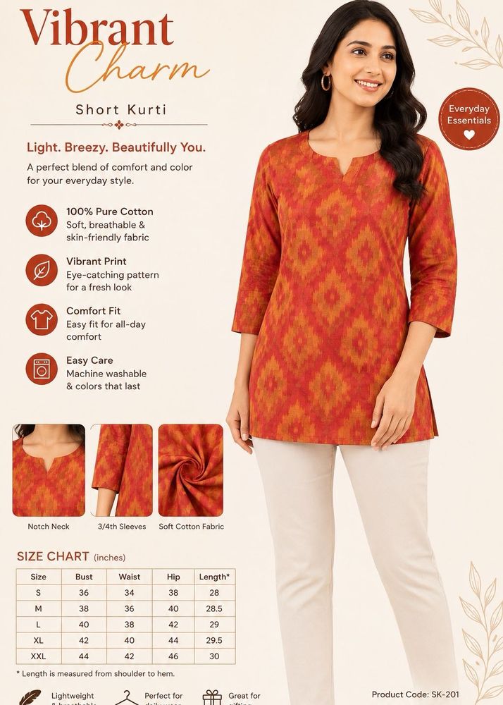 New Vibrant Orange and Red Kurta
