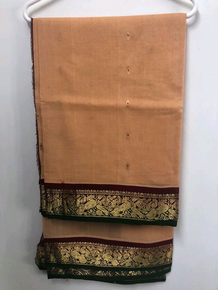 Pure Gadwal Saree Cream/nude Colour