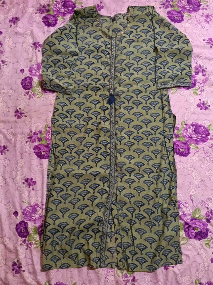 Green Printed Kurta