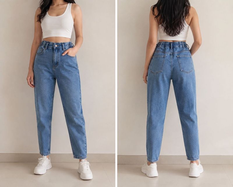 Blue Denim Jeans Tapered fit