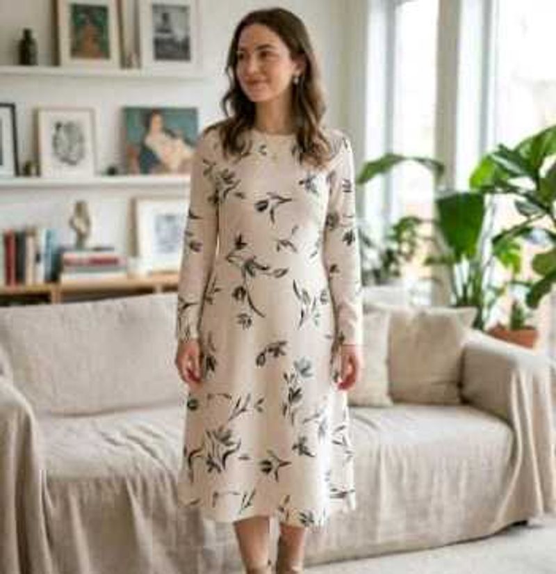 Elegant Floral Print Midi Dress