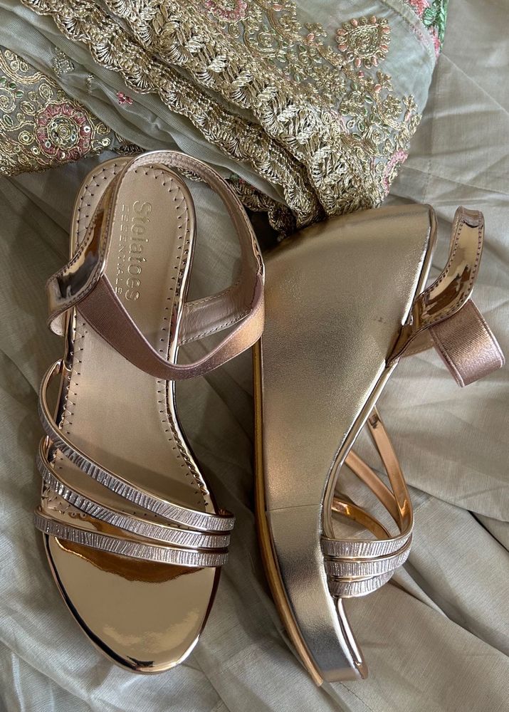 Rose Gold Wedge Heels - Brand New