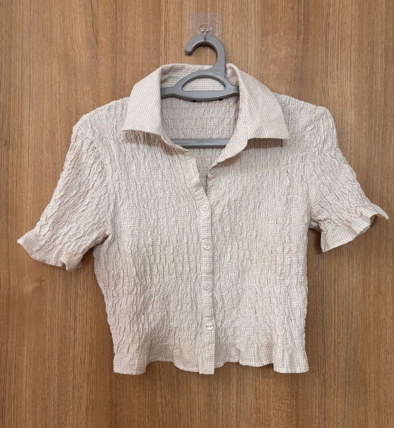 Textured Button-Up Top