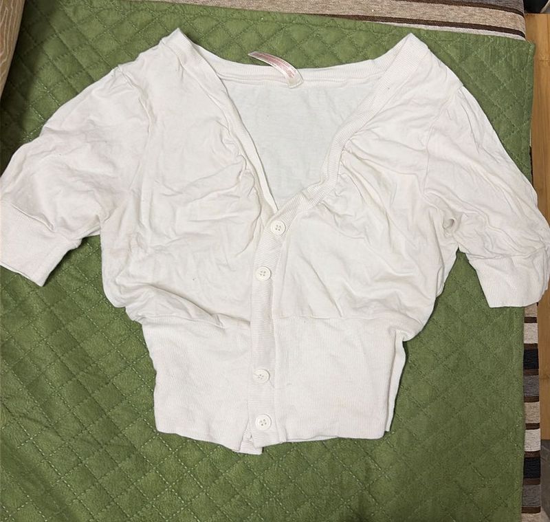 White Cropped Cardigan