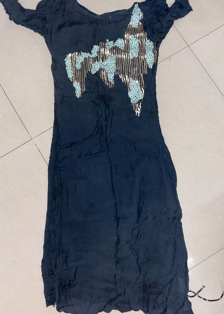 Embellished Dark Blue Kurta