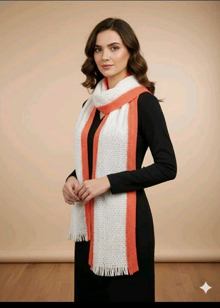 Striped Orange and White Scarf