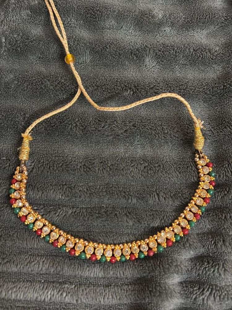 Exquisite Indian Style Necklace with Red and Green