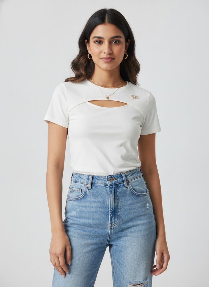 Fitted Stylish Top Off White