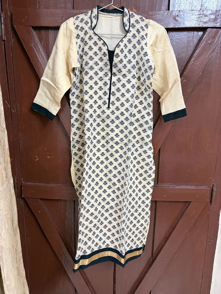 Elegant Cream Printed Kurta