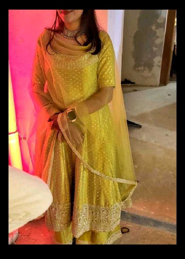 Exquisite Yellow Embellished Anarkali