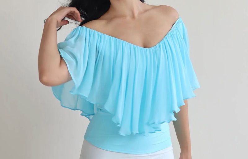 ShopDiris Flowy Off-Shoulder Ruffle Top