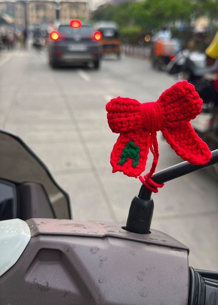 Handmade Crochet Red Bow Charm