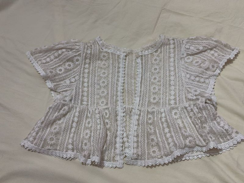 Vintage Lace Button-Up Top