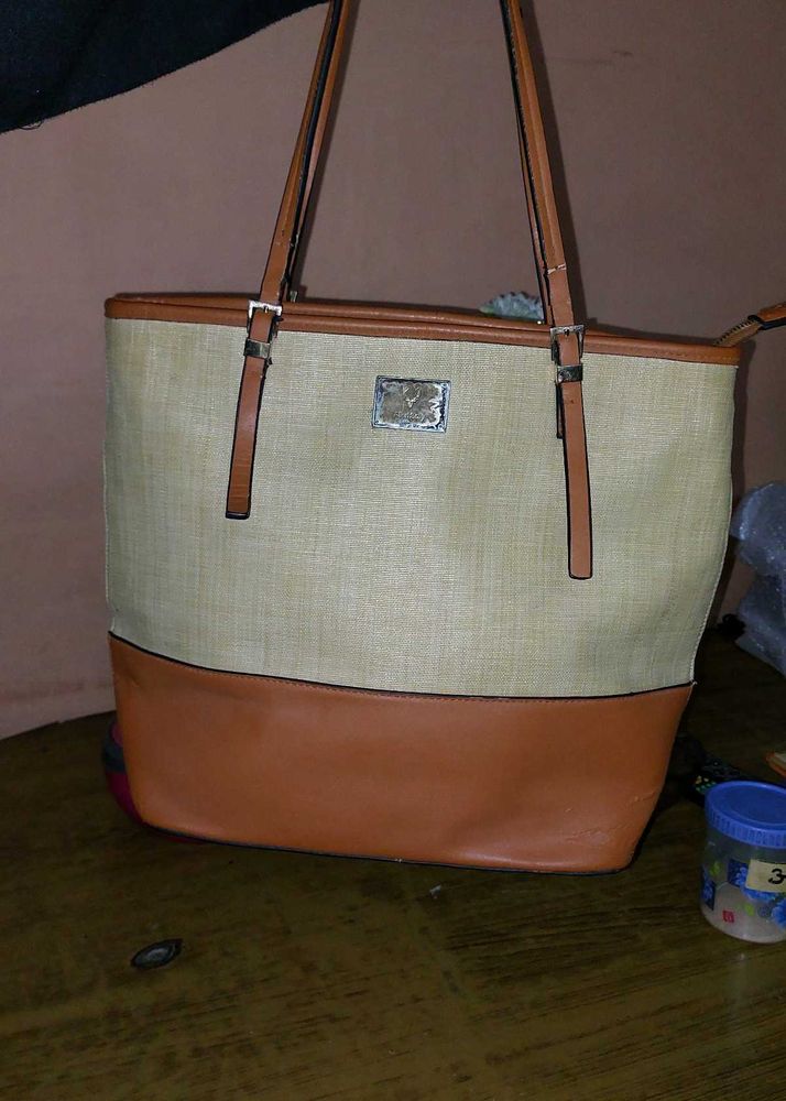Allen Solly Tan Tote Bag