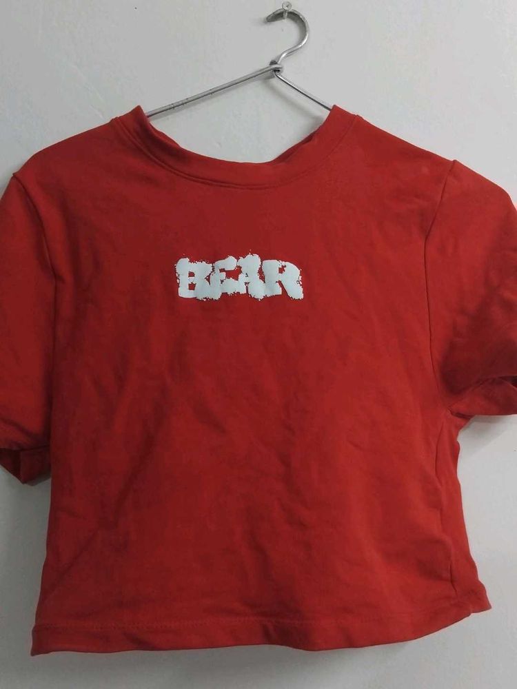 Red Bear Graphic Crop Top