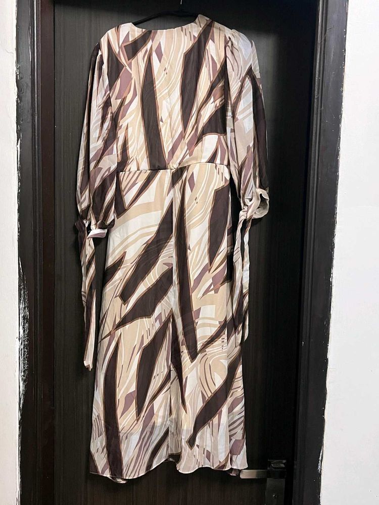 Stylish Abstract Print Midi Dress