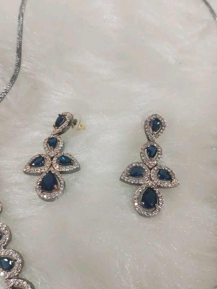 Royal Blue Diamond Necklace Set