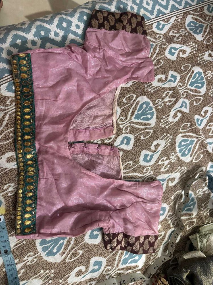 Beautiful Pink Embroidered Blouse with saree