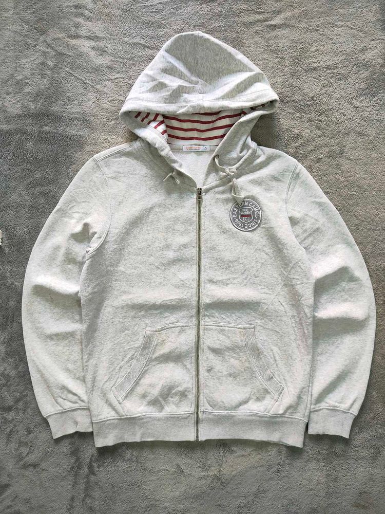 Estren Camel Grey Zip-Up Hoodie