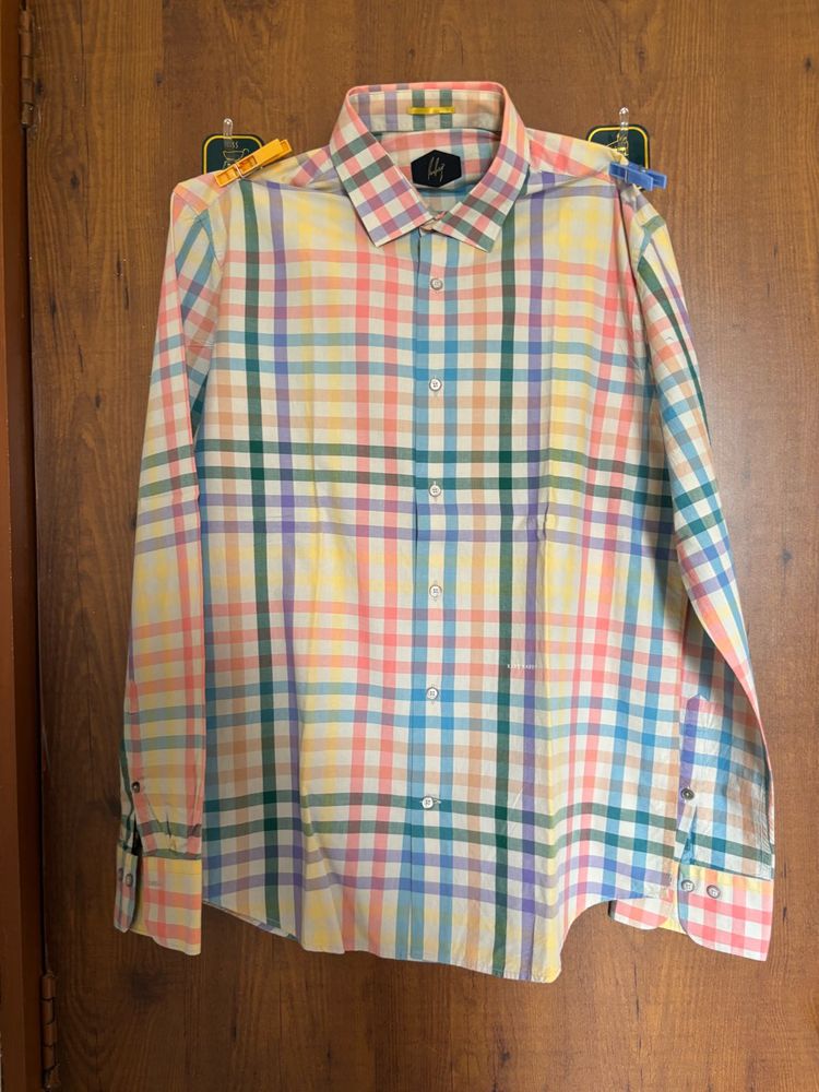 Men's Colorful Plaid Long Sleeve Shirt