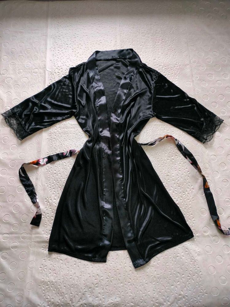 Black Satin Robe