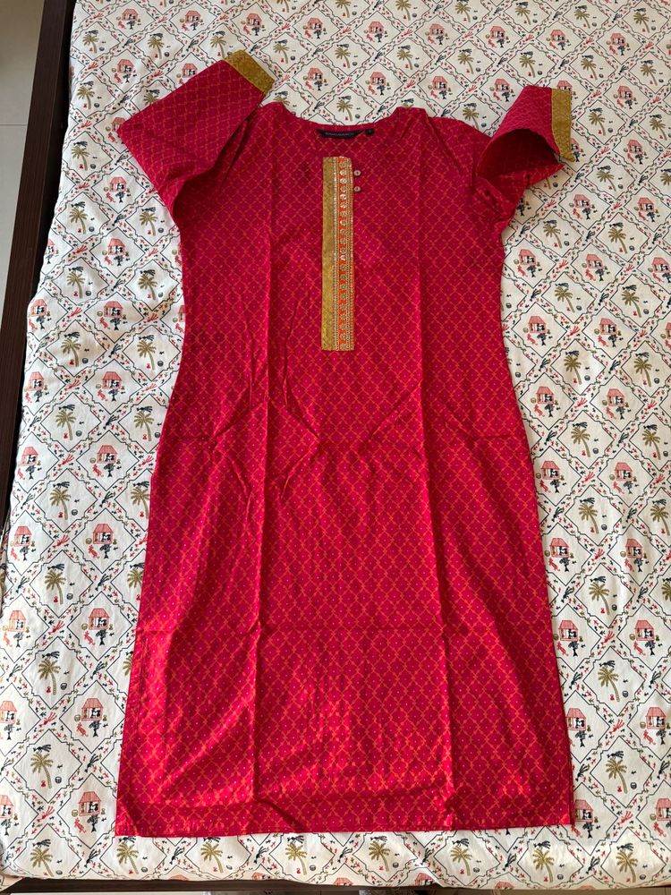 Vibrant Pink Printed Kurta