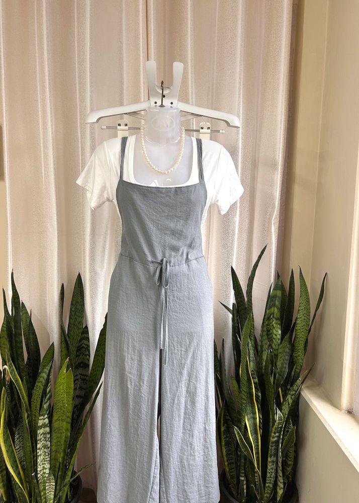 Imported linen grey jumpsuit