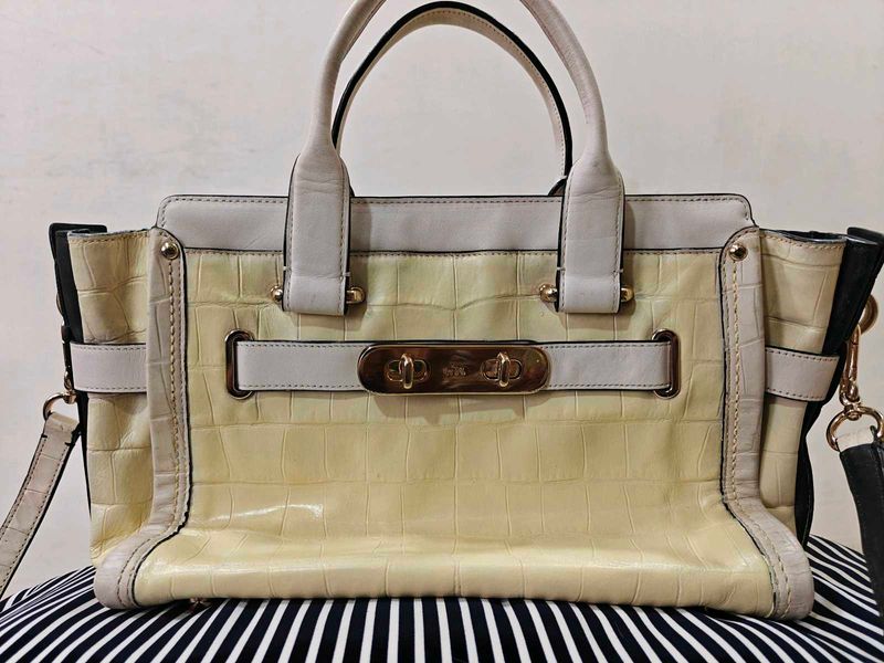 Restored Coach Swagger Croc Embossed Bag