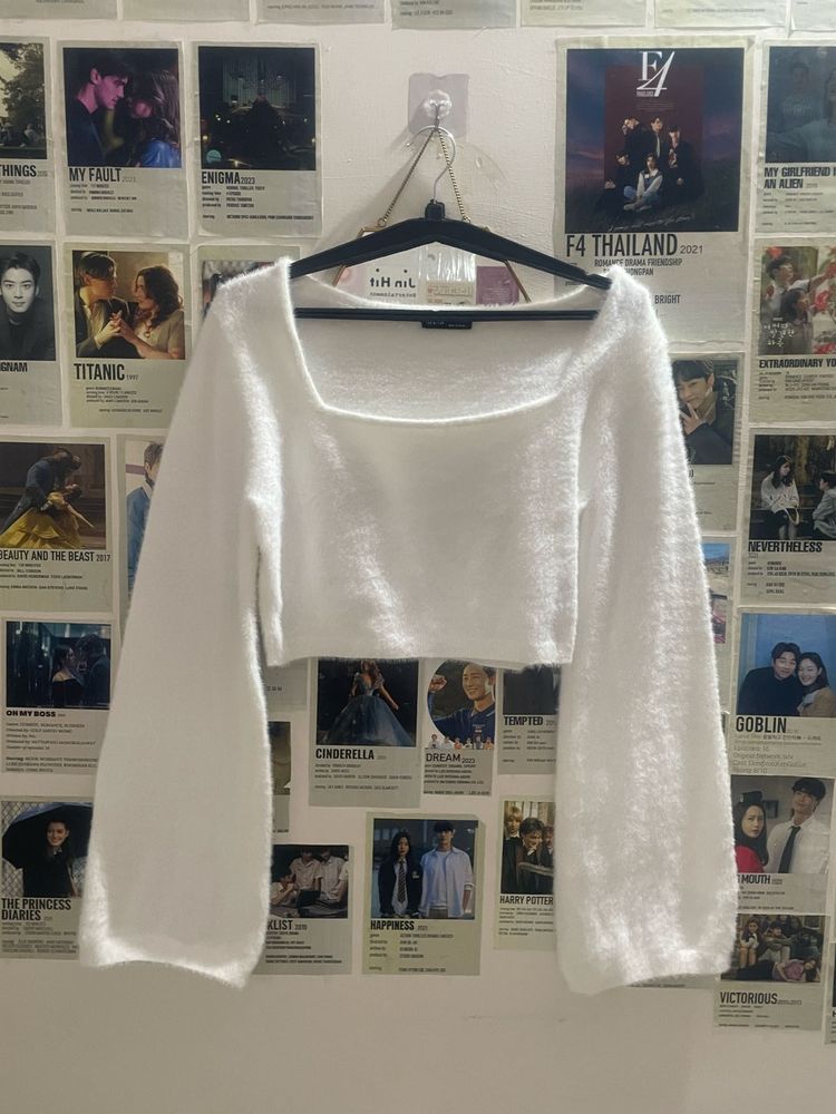 Fluffy White Crop Top