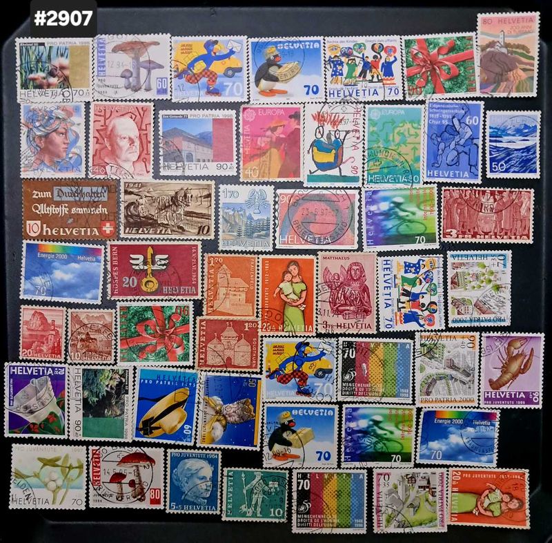 50 Vintage Swiss Stamps
