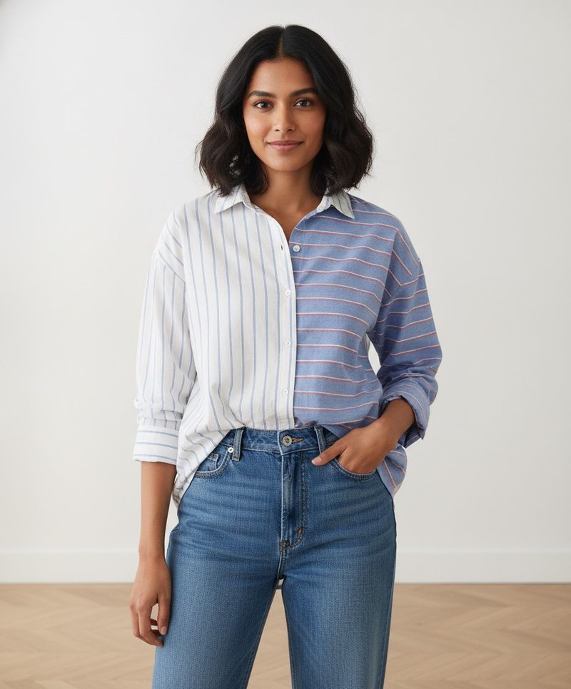 Oversized Striped Button-Up Shirt