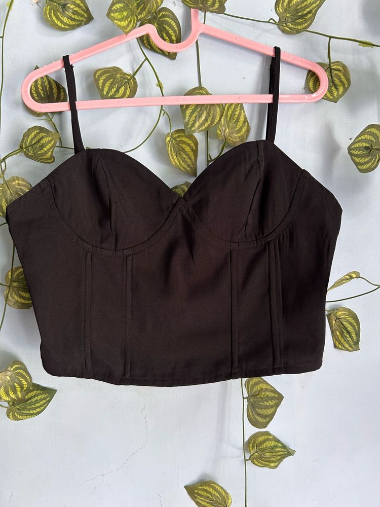 Stylish Black Corset Crop Top