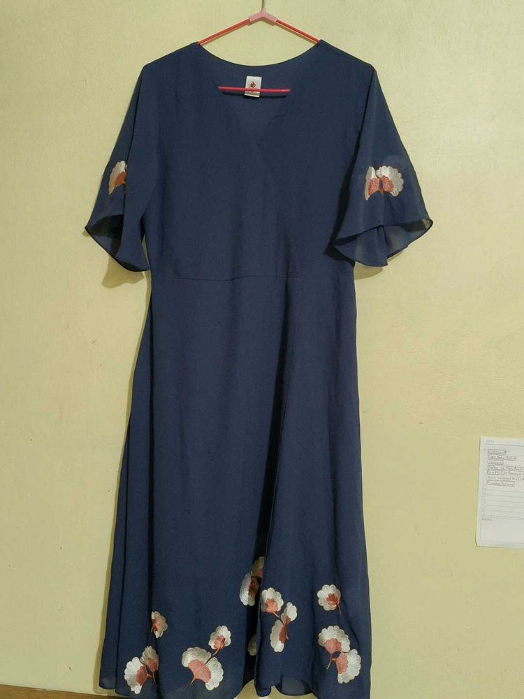 Elegant Blue Floral Gown