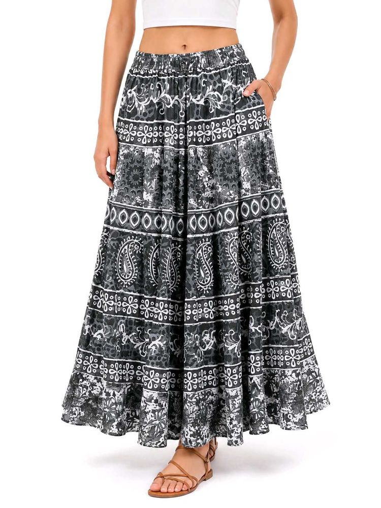 Cotton Printed Patterned Maxi Skirt