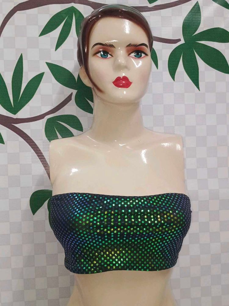 (700)Sparkly Green Tube Top