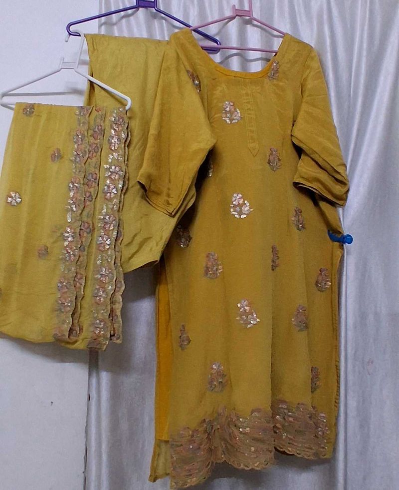 Yellow Embroidered Kurta Set