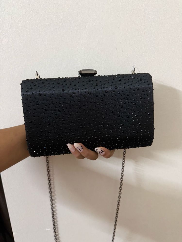 Black Embellished Clutch
