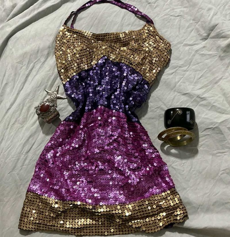 Sparkly Sequin Halter Dress
