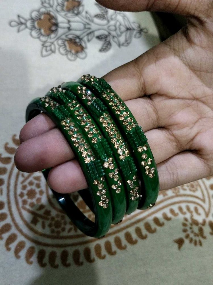 Green &amp; Gold Bangle Set