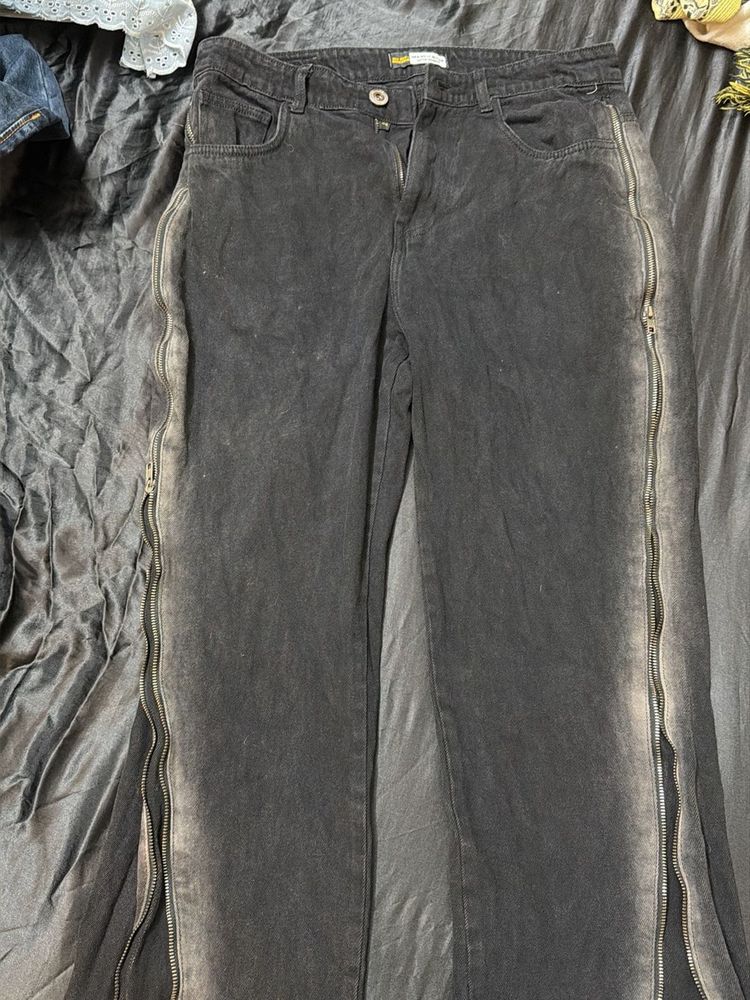 Zipper Detail Denims high quality Off duty