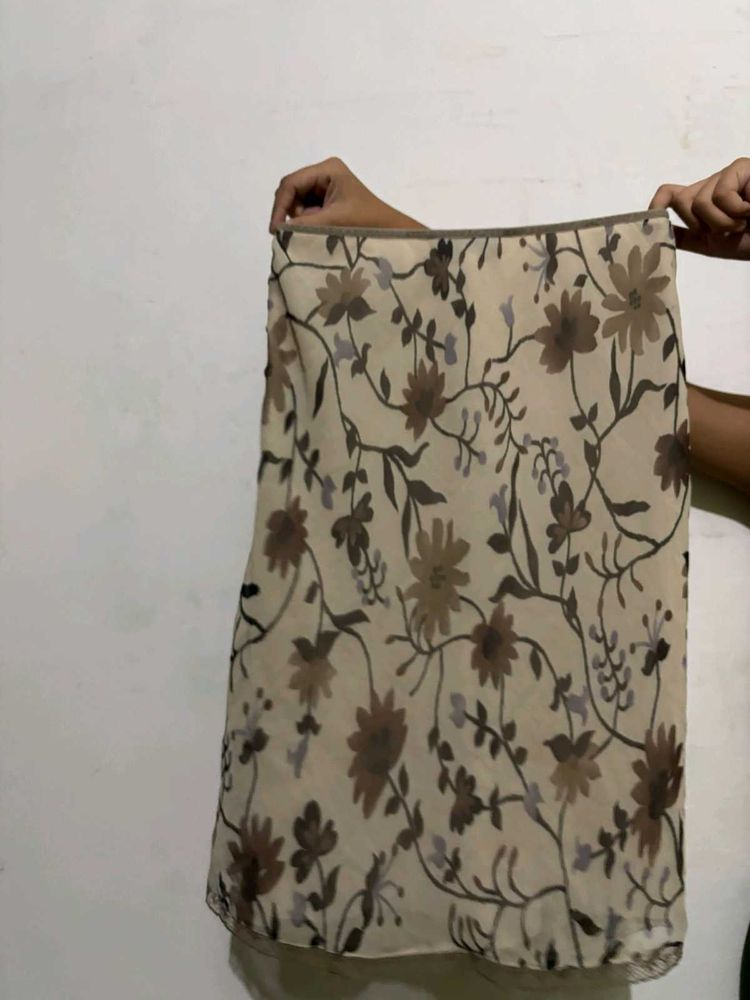Floral Print Sheer Skirt